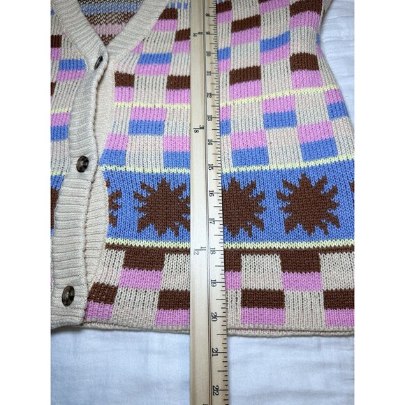 PacSun LA Hearts Multicolor‎ Colorblock Cozy Oversized Crop Cardigan Women's XS - Picture 11 of 12